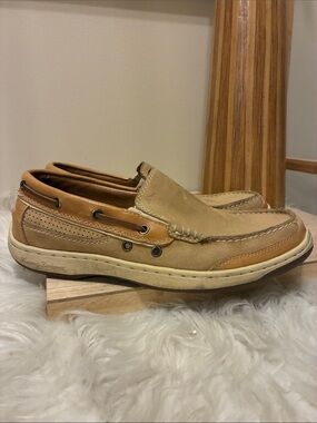Tommy Bahama Men's Tan Leather Boat Shoes - Casual Slip-On Loafers